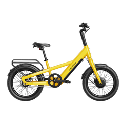 Heybike EC Compact City Electric Bike - Yellow with black wheels on a white background