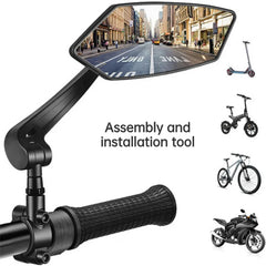 1pair Bicycle Rearview Mirror 360 Rotation Adjustment For Motorcycle Electric Bike Handlebar Reflective Mirror Accessory