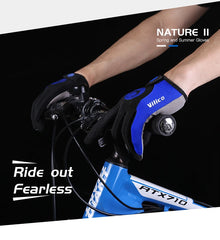 1 Pair Of All-finger Gloves Breathable Shock-proof Touch-screen Bike Gloves Spring And Summer Mountain Bike Road Riding Gloves