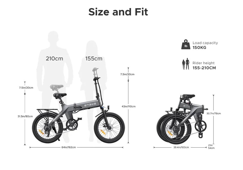 ENGWE C20 Pro (Upgraded Version) Folding Electric Bike - Pogo Cycles available in cycle to work