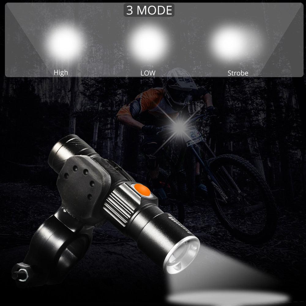 3 in1 8000 Lumen Bike Bicycle Light Set USB rechargeable LED Waterproof Super Bright Zoom Headlight Rear light MTB Bike Light - Pogo Cycles