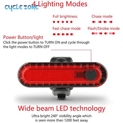 Bicycle Rear Lights USB Rechargeable Bike Tail Light Cycling Taillights Flashing 4 Modes for Night Riding Bike Light Back Lamp