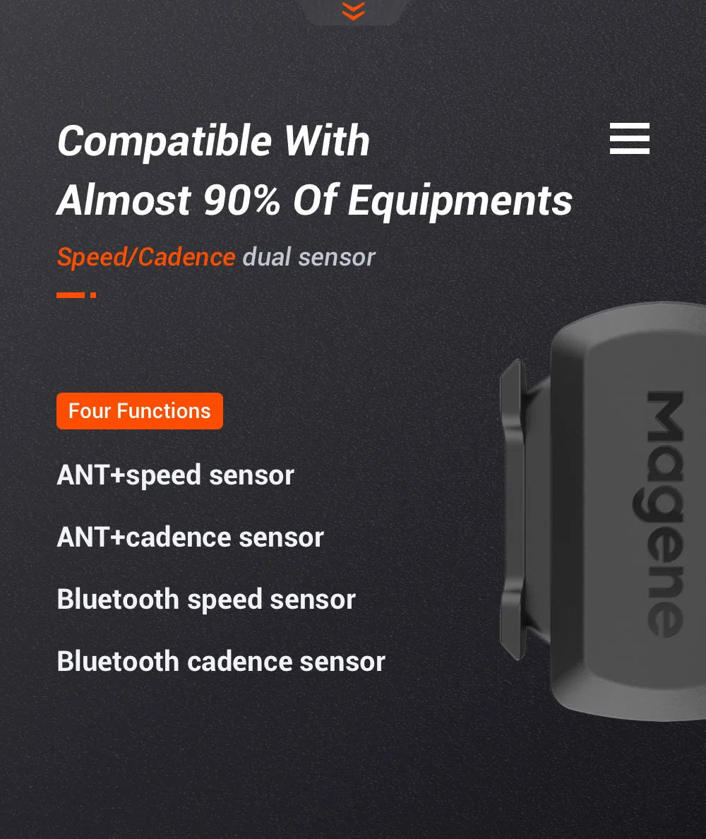 Magene S3+ Speed Cadence Sensor ANT Bluetooth Computer Speedmeter Dual Sensor Bike Accessories Compatible with WahooOnelap Zwift