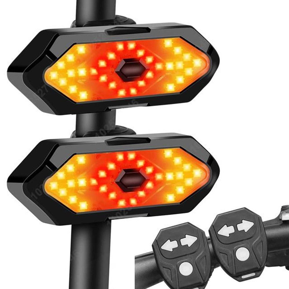 1/2PCs Bicycle Turn Signal Light Wireless Remote Control USB Rechargeable Front Rear Bike Tail Lights for MTB Scooters MTB Road - Pogo Cycles