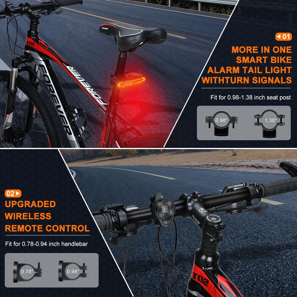Cycala Bicycle Rear Light Alarm Waterproof Rechargeable Scooter Bike Turn Signal Warning Lamp Auto Brake Light - Pogo Cycles