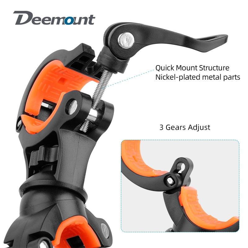Deemount Bicycle Light Bracket Bike Lamp Holder LED Torch Headlight Pump Stand Quick Release Mount 360 Degree Rotatable HLD-211 - Pogo Cycles