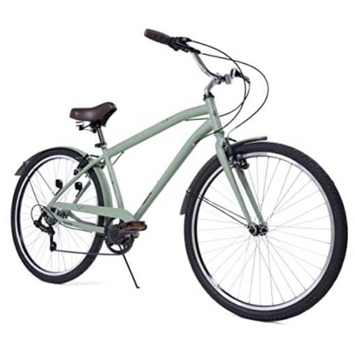 Huffy Men's Sienna Hybrid Bike 27.5 Town Commuter Comfortable Retro Style Green - Pogo Cycles