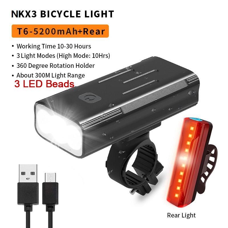 NATFIRE 10000 mAh Bike Light Rainproof USB Rechargeable LED Bicycle Light Super Bright Flashlight for Cycling Front / Rear Light - Pogo Cycles