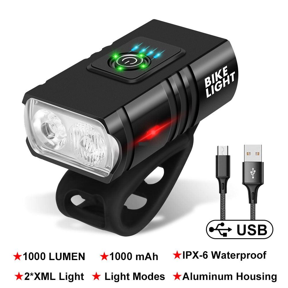 NEW LED Bicycle Light 1000LM USB Rechargeable Power Display MTB Mountain Road Bike Front Lamp Flashlight Cycling Equipment - Pogo Cycles