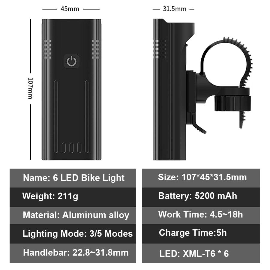 NEWBOLER Bicycle Light 3600 Lumens USB Chargeable Rainproof MTB Bike Light Set With 2 Holder 5200mAh Flashlight Bike Accessories - Pogo Cycles