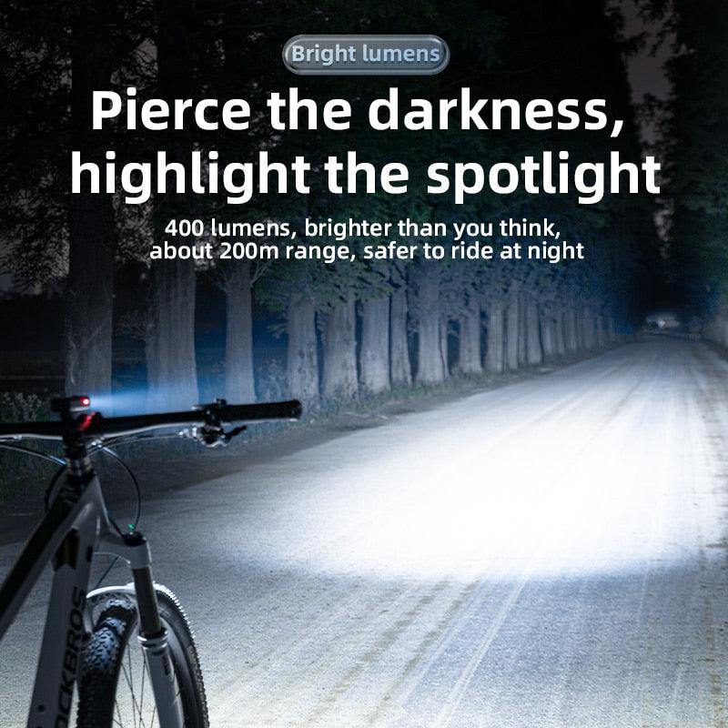 ROCKBROS Bike Light Rainproof Type-C Charging LED 2000mAh MTB Front Lamp Headlight Aluminum Ultralight Flashlight Bicycle Light - Pogo Cycles