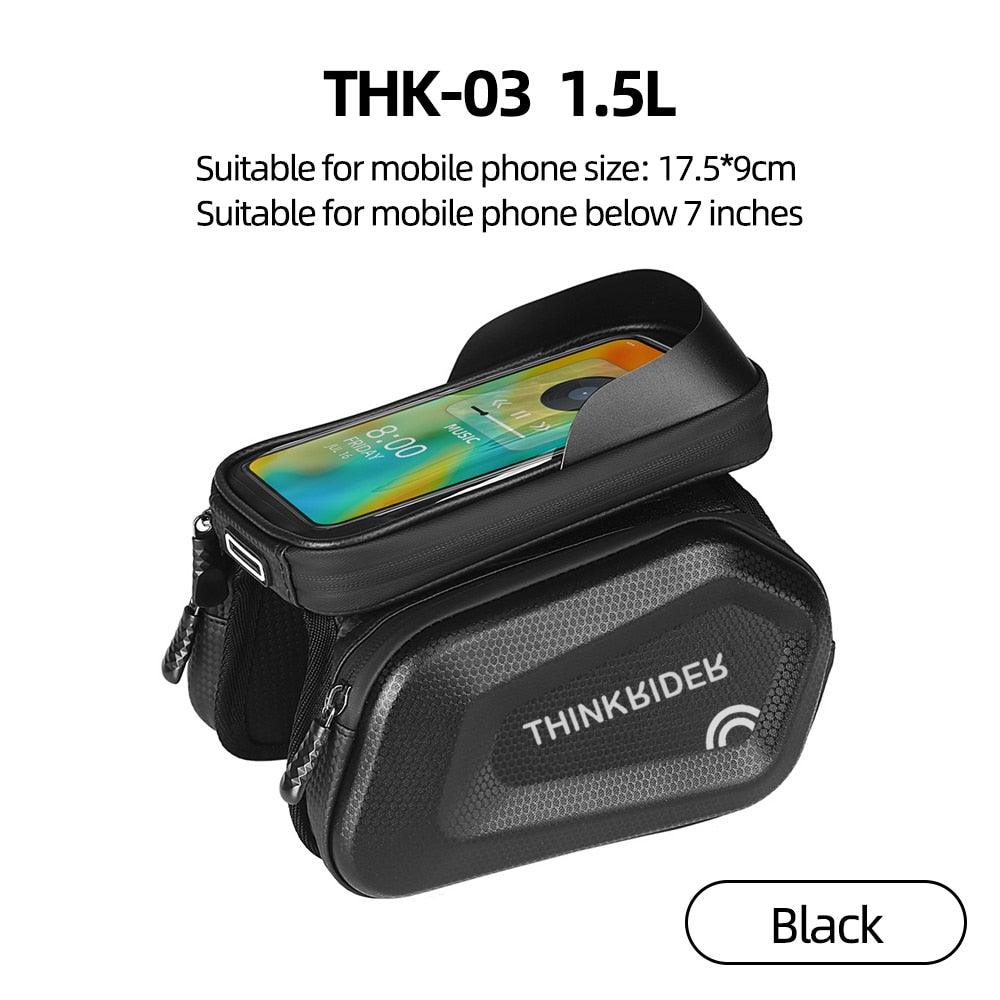 ThinkRider Bike Bag 2L Frame Front Tube Cycling Bag Bicycle Waterproof Phone Case Holder 7 Inches Touchscreen Bag Accessories - Pogo Cycles