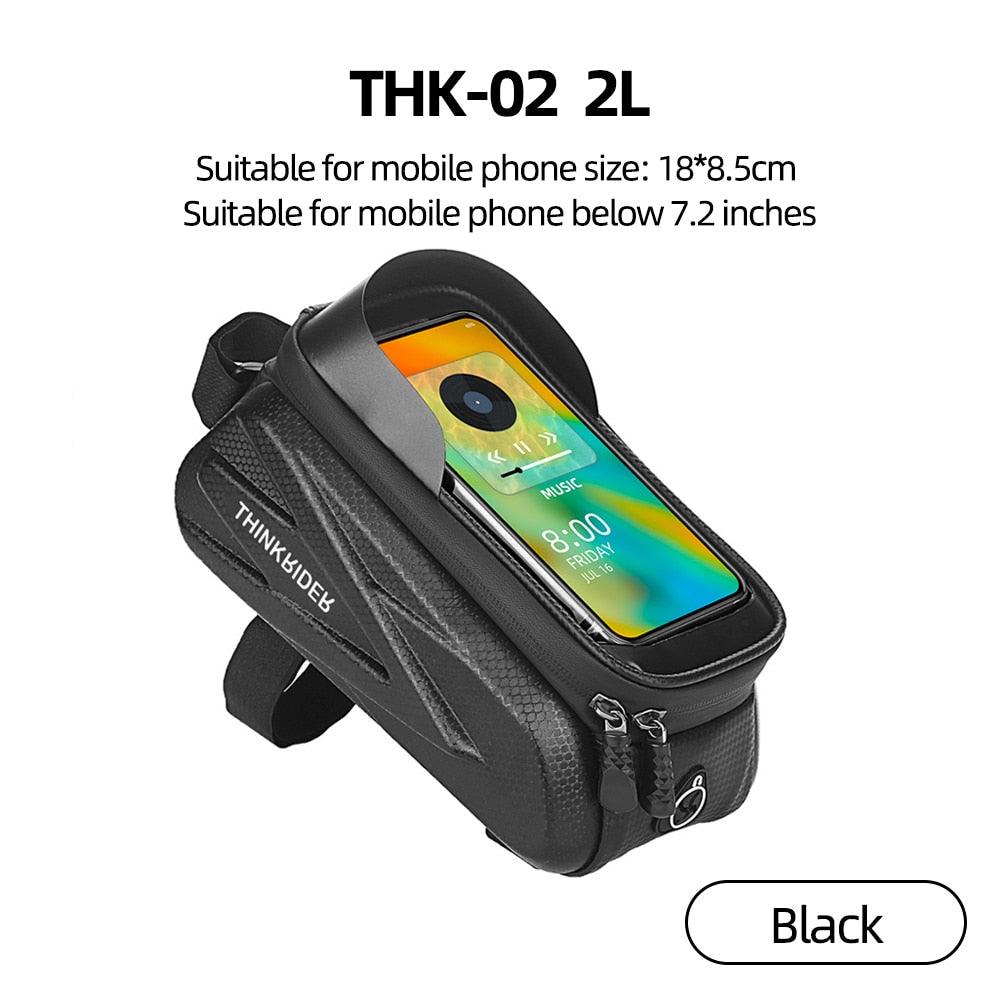 ThinkRider Bike Bag 2L Frame Front Tube Cycling Bag Bicycle Waterproof Phone Case Holder 7 Inches Touchscreen Bag Accessories - Pogo Cycles