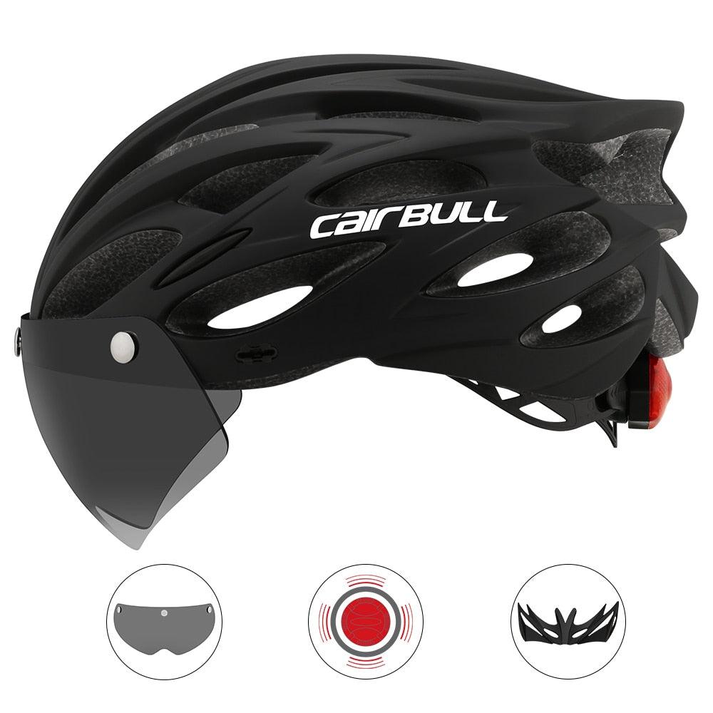 Ultralight Cycling Safety Helmet Outdoor Motorcycle Bicycle Taillight Helmet Removable Lens Visor Mountain Road Bike Helmet - Pogo Cycles