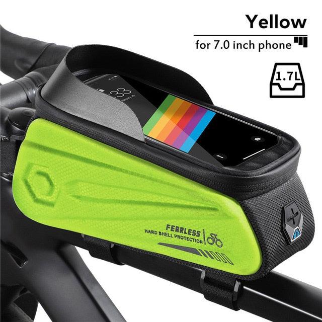 WEST BIKING Hard Shell TPU Bicycle Bag Touchscreen 6-7.4" Phone Stand Waterproof Front Beam Bag MTB Road Bike Cycling Equipment - Pogo Cycles