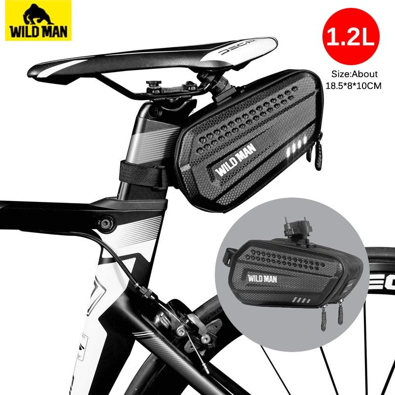 WILD MAN Bike Bag Rear Waterproof Bicycle Saddle Bag Hard Shell Cycling Accessories Bag - Pogo Cycles