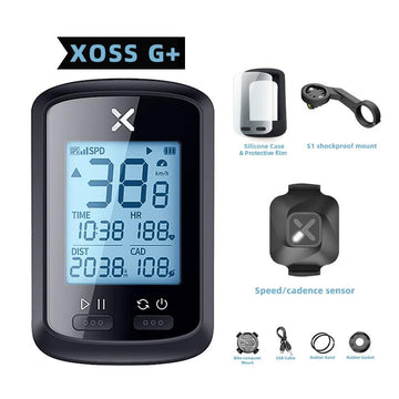 XOSS G plus G Fahrrad-GPS-Fahrradcomputer, kabelloser Tachometer,  wasserdichter GPS-Fahrradcomputer, Fahrrad-Tachometer