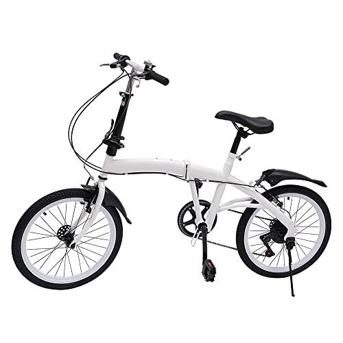 Bazargame 20 Inch Adult Bicycle Folding Bike 7-Speed Camping Foldable Bike Height Adjustable Teenagers Urban Bicycles White Lightweight Alloy Folding City Bike - Pogo Cycles