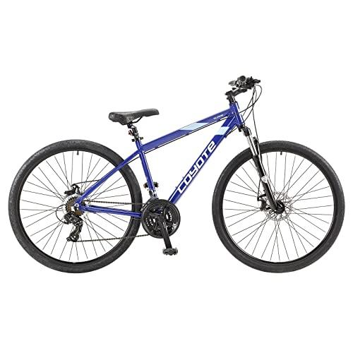 Coyote ALPINE Gents's Front Suspension Hybrid Bike With 700C Wheels 22-Inch Aluminium Frame, 21-Speed Shimano Gearing & Shimano EZ Fire Shifters, disc Brake, Blue Colour - Pogo Cycles