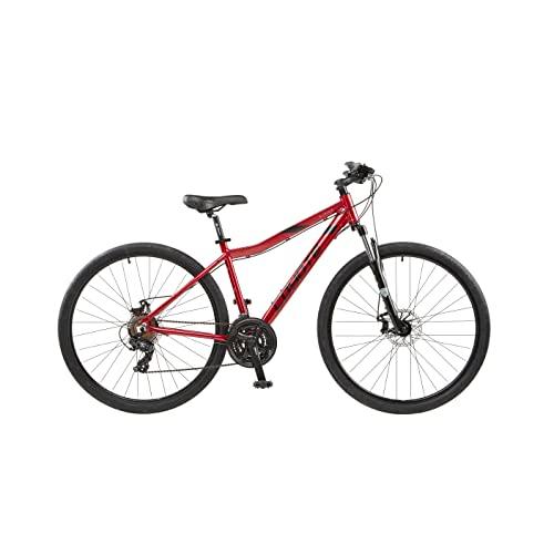 Coyote ALPINE Women's Front Suspension Hybrid Bike With 700C Wheels 20-Inch Aluminium Frame, 21-Speed Shimano Gearing & Shimano EZ Fire Shifters, disc Brake, Red Colour - Pogo Cycles