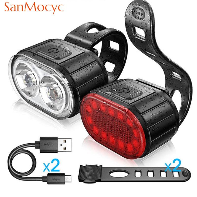 Cycling Bicycle Front Rear Light Set Bike USB Charge Headlight Light MTB Waterproof Taillight LED Lantern Bicycle Accessories - Pogo Cycles