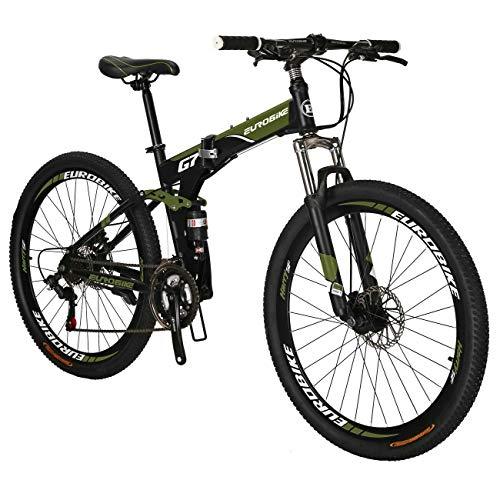 Eurobike Folding Mountain Bike 27.5 inch for Men and Women 17 inch Frame Adult Bicycle (green) - Pogo Cycles