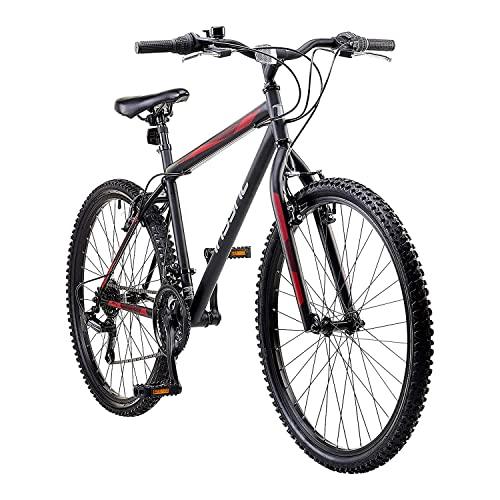 Insync Chimera SLR Men's Mountain Bike With 26-Inch Wheels & 20-Inch Steel Frame, 18-Speed Shimano Gearing & Revoshift Shifters, Freewheel 6 Speed Index 14-28 T, V-Brake, Black Colour - Pogo Cycles