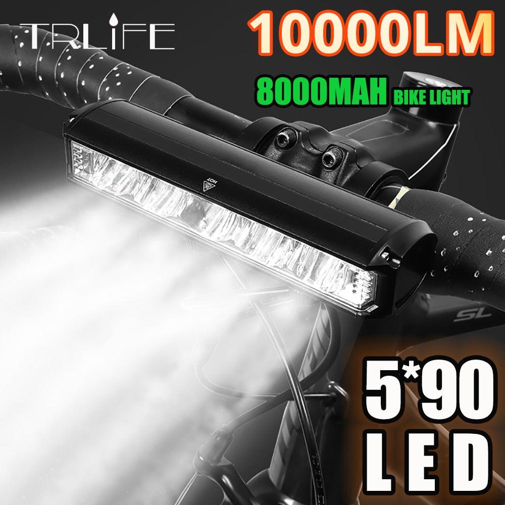 TRLIFE Bicycle Light Front 10000LM Bike Light Waterproof 8000mah 5*P90 Flashlight USB Charging MTB Road Cycling Lamp Accessories - Pogo Cycles