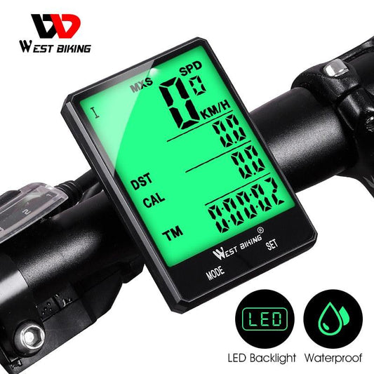WEST BIKING Cycling Speedometer Digital Large Screen Waterproof LCD Wireless and Wired Bike Odometer Bicycle Computer - Pogo Cycles
